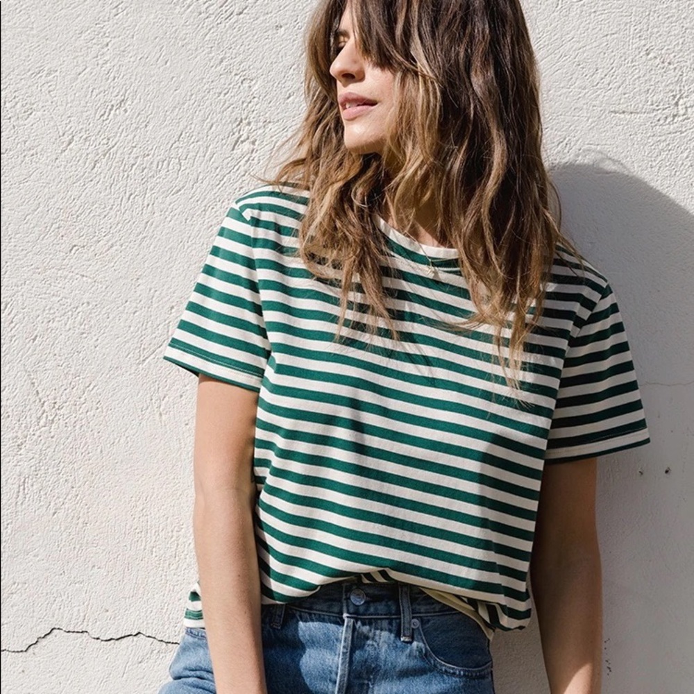 Tradlands Green Stripe Cotton Tee Size XL